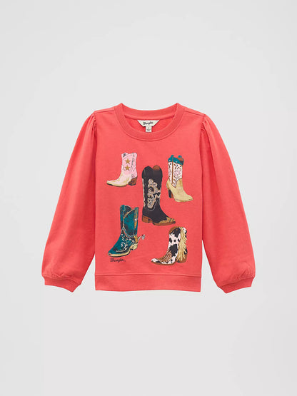 Wrangler Sweat à Manches Bouffantes Rose pour Fille