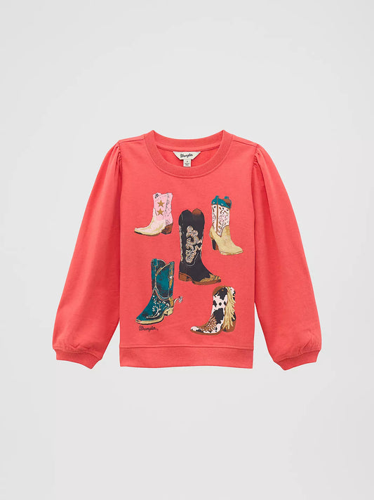 Wrangler Sweat à Manches Bouffantes Rose pour Fille