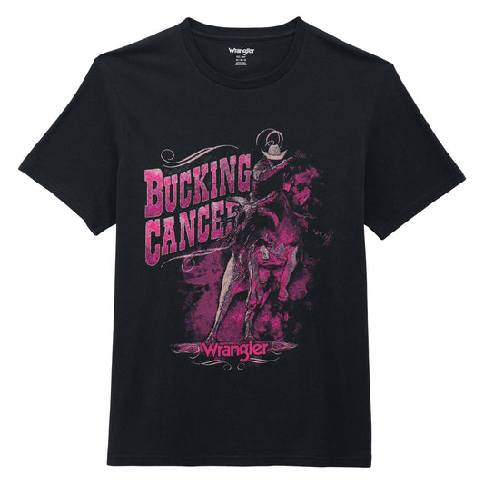 Wrangler T-shirt Bucking Cancer pourunisexe – manches courtes – noir profond