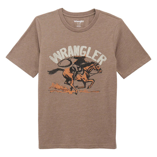 Wrangler T-shirt garçon à manches courtes – gris chiné Brindle