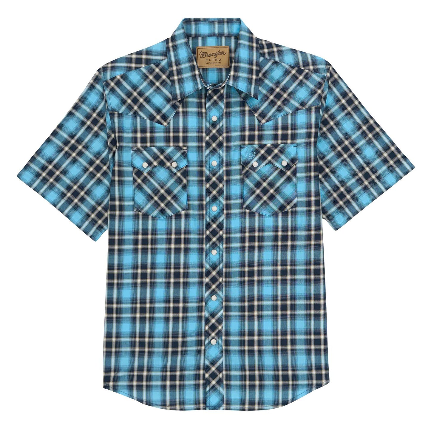 Wrangler Chemise à manches courtes – Homme – Noir/Bleu