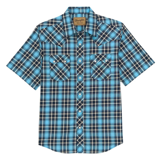 Wrangler Chemise à manches courtes – Homme – Noir/Bleu