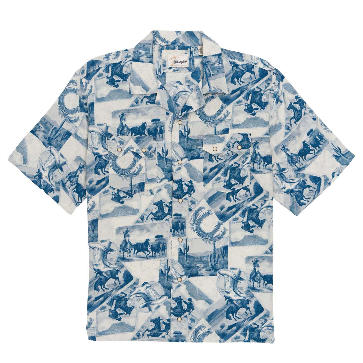 Wrangler Chemise Cowboy Coconut à manches courtes – Boutons-pression – Gris