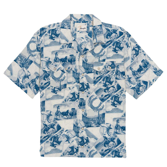 Wrangler Chemise Cowboy Coconut à manches courtes – Boutons-pression – Gris