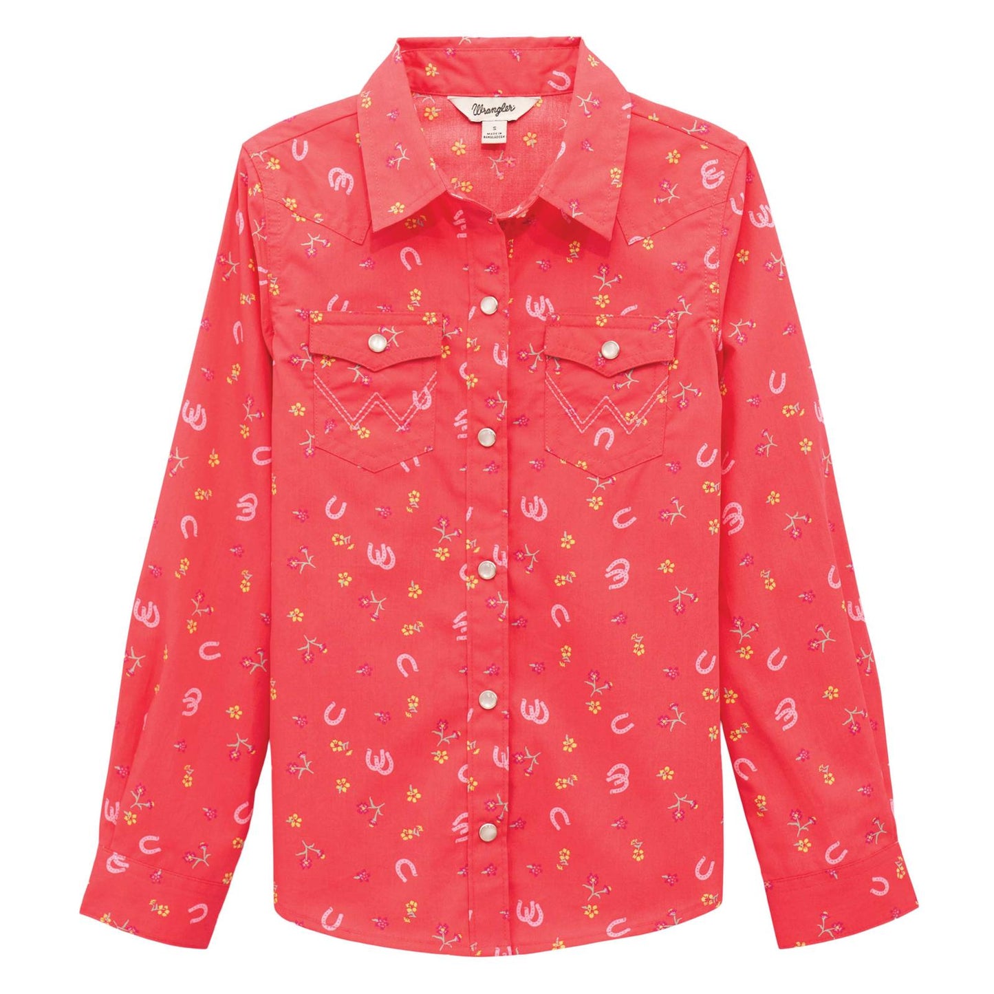 T-shirt western à boutons snap pour filles - Rose