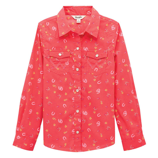 T-shirt western à boutons snap pour filles - Rose