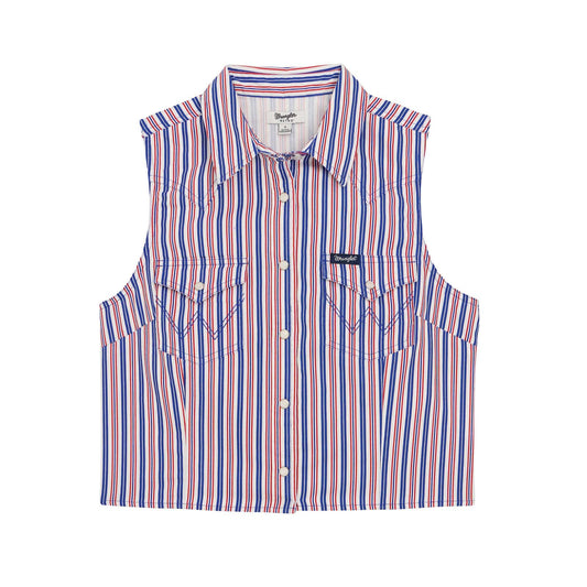 Wrangler Chemise sans manches à pressions Retro® Americana Femme– Blanche
