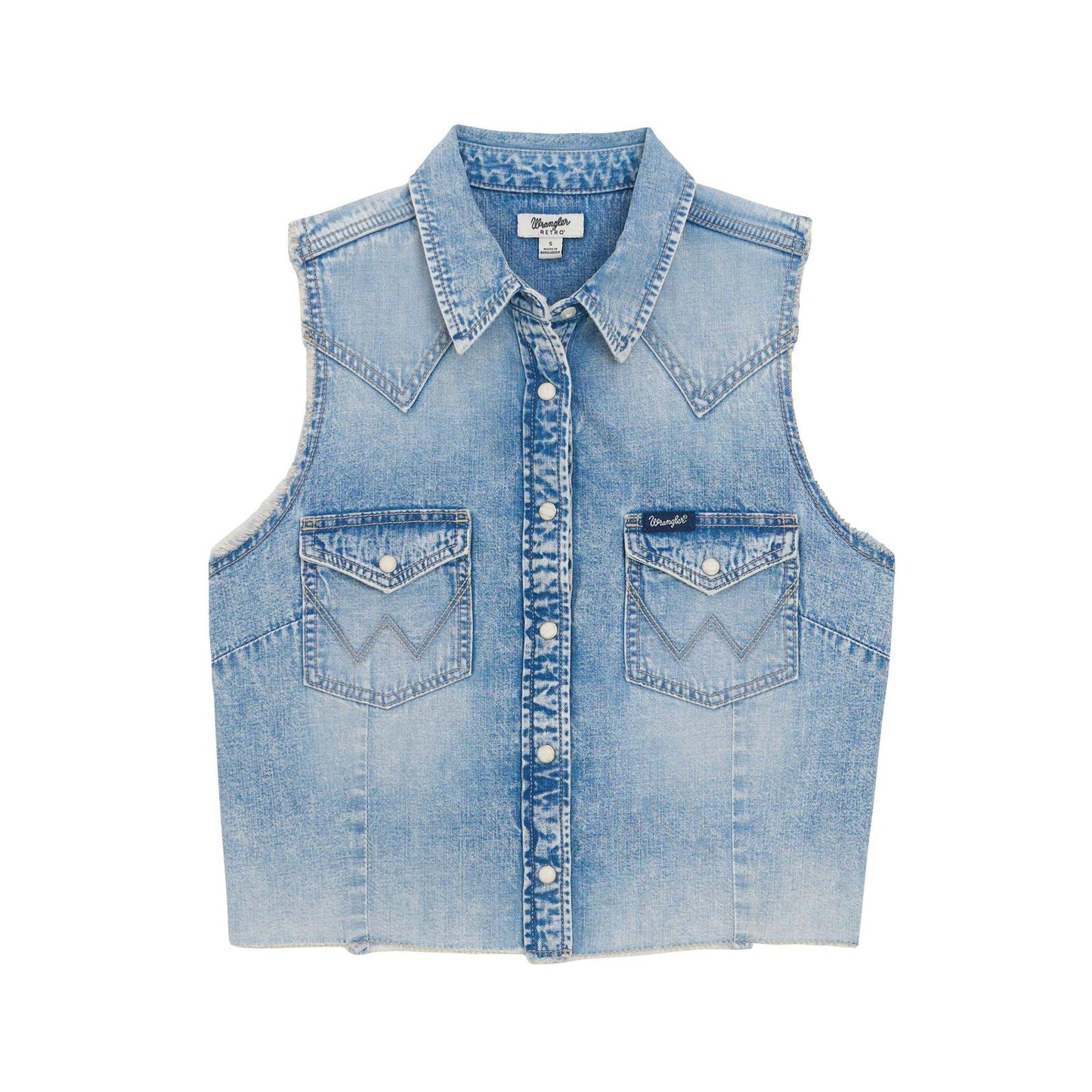 Wrangler Chemise sans manches Retro® Punchy pour femme – denim clair – à pressions