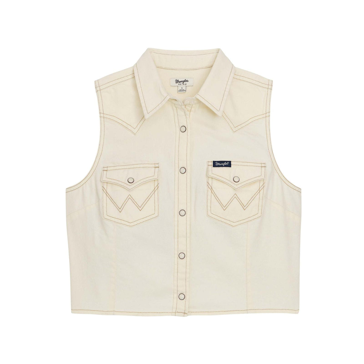 Wrangler Chemise en denim sans manches Retro® Punchy à boutons-pression Femme – Blanche