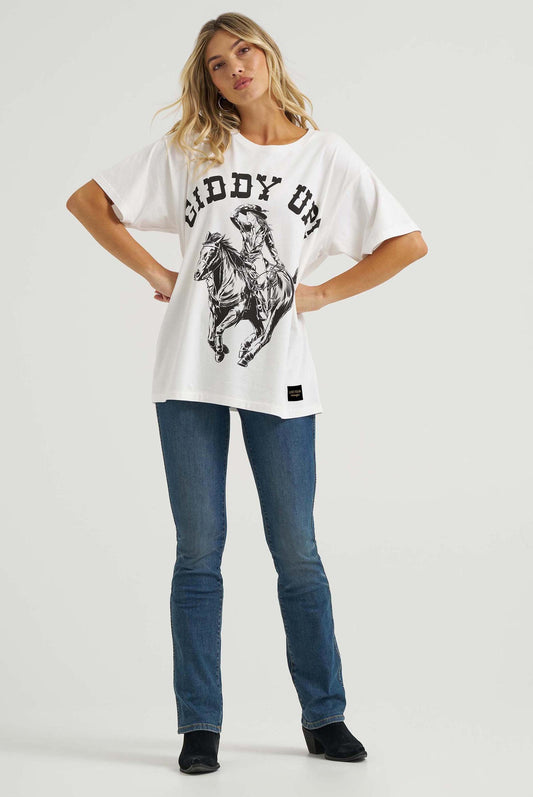 Wrangler T-shirt Lainey Wilson Giddy Up Femme – Blanc