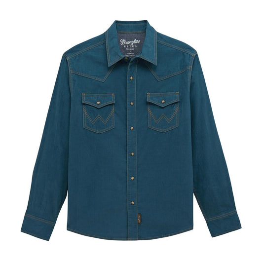 Wrangler Retro® Premium Chemise à manches longues à boutons pression - Ajustement moderne - Marine