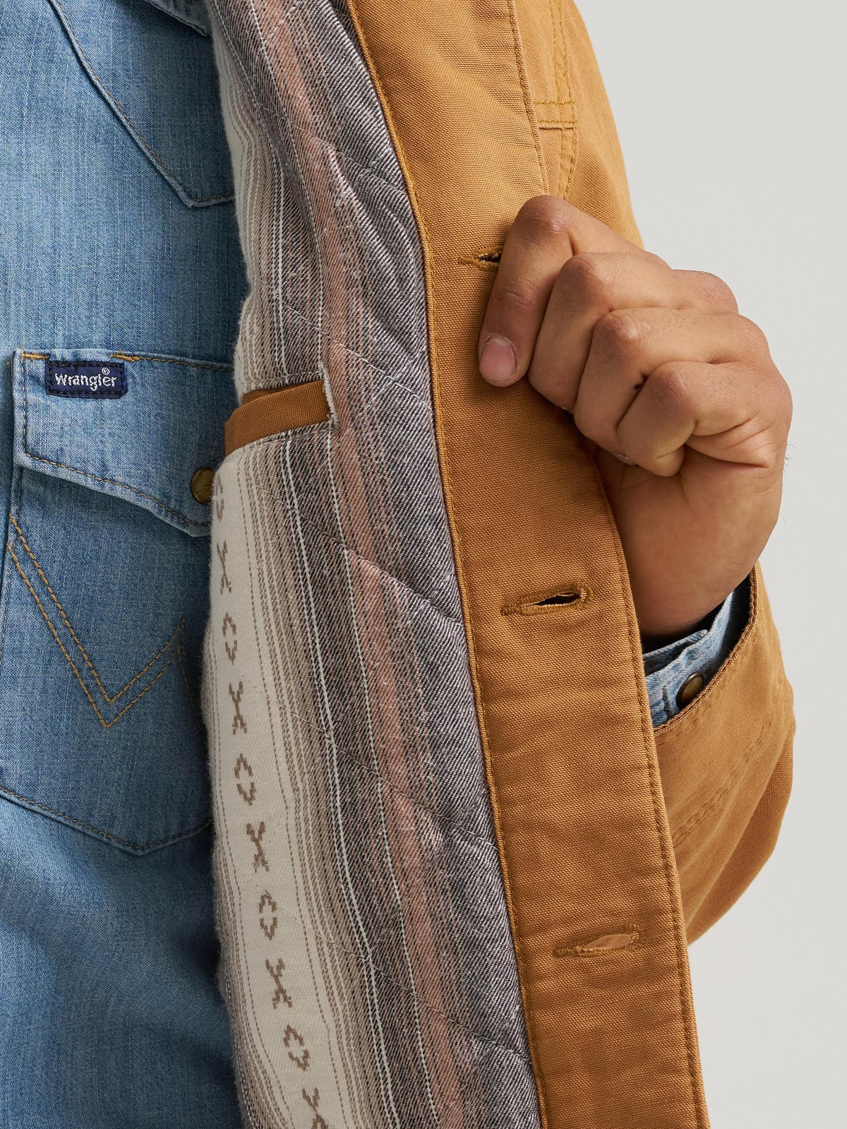 Wrangler Manteau de grange en toile doublée western pour hommes