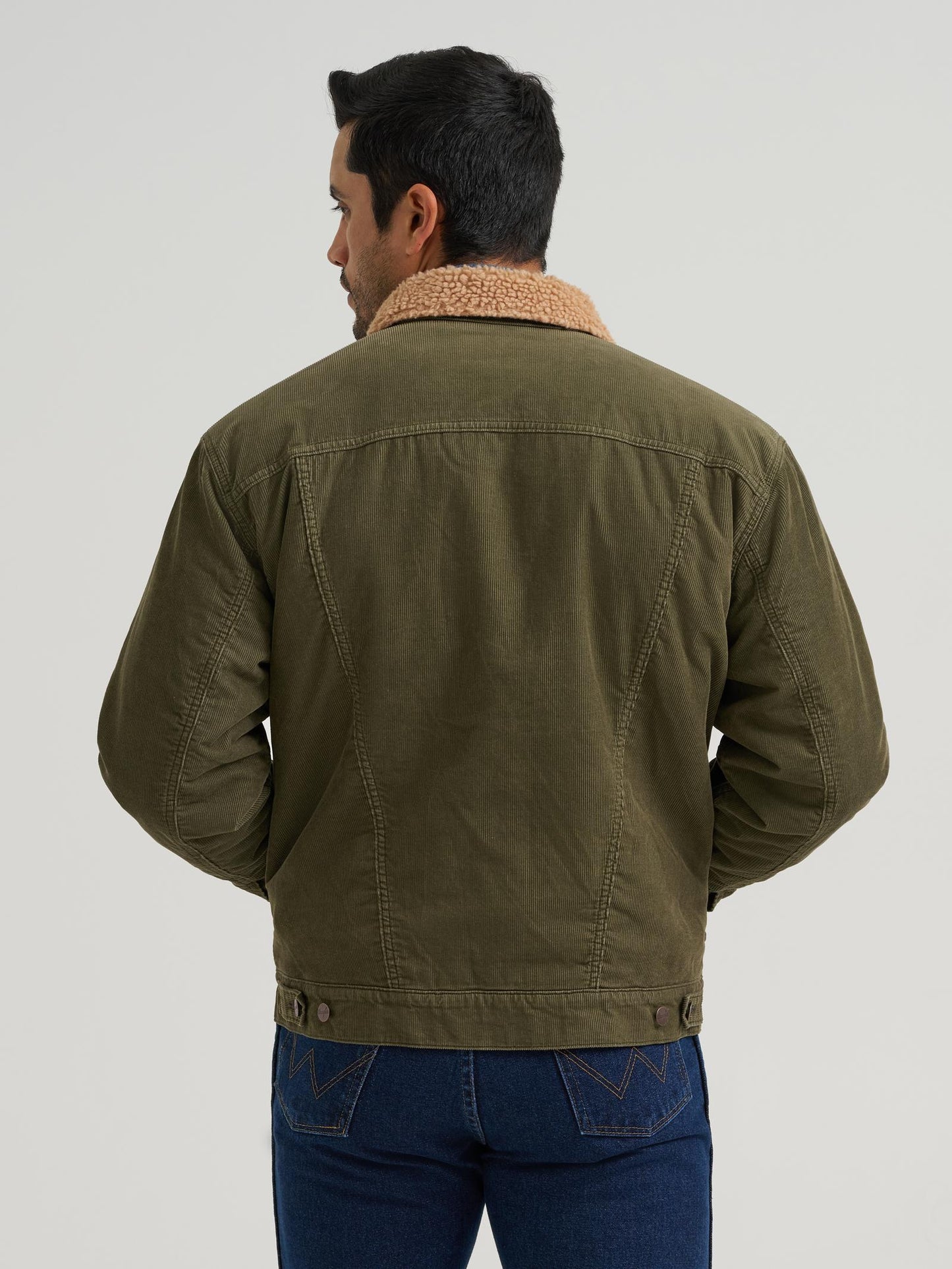 Wrangler Veste en velours côtelé  - Doublée de sherpas - Olive