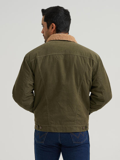 Wrangler Veste en velours côtelé  - Doublée de sherpas - Olive