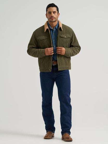 Wrangler Veste en velours côtelé  - Doublée de sherpas - Olive