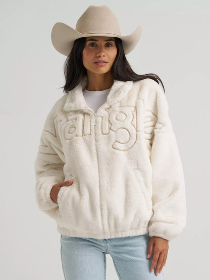 Wrangler® Veste en fausse fourrure avec logo rétro - Blanc - Femme