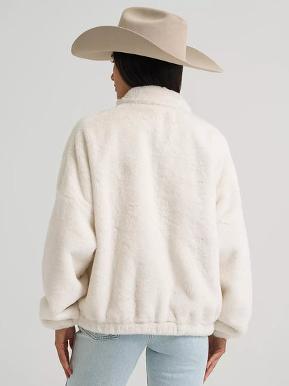 Wrangler® Veste en fausse fourrure avec logo rétro - Blanc - Femme