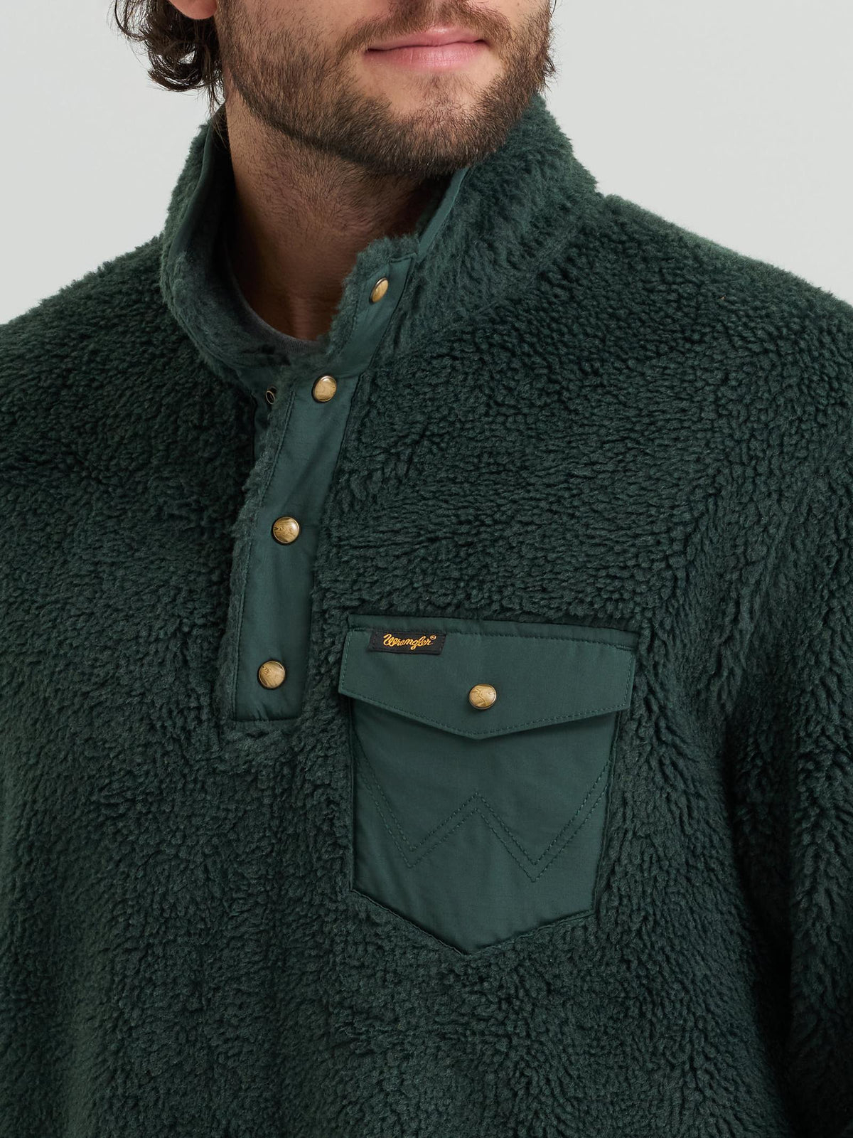 Wrangler® Hay Away Sherpa mixte 1/4 Pull à pression - Épicéa le plus foncé - Homme