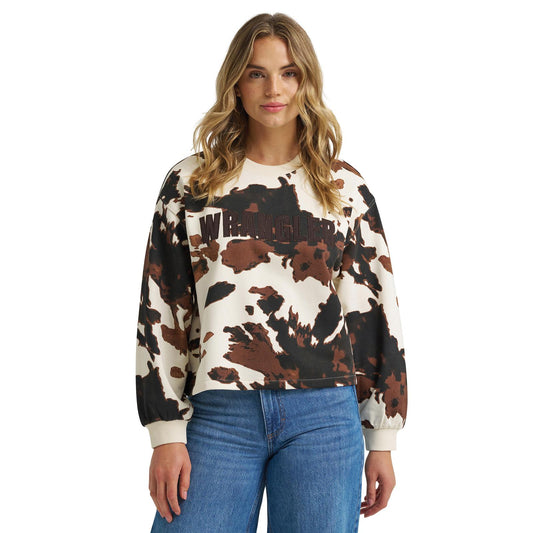 Wrangler® CrewNeck - Oversized - Cow Print - Femme