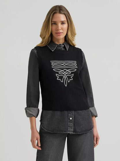 Wrangler Gilet Camisole Pull Rétro® Punchy - Noir - Femme