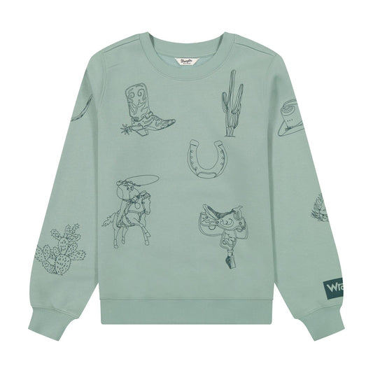 Wrangler Retro® Punchy Sweatshirt Crew - Blue Femme