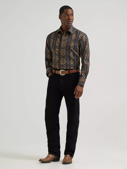 Wrangler Chemise western à manches longues pour hommes à boutons pression