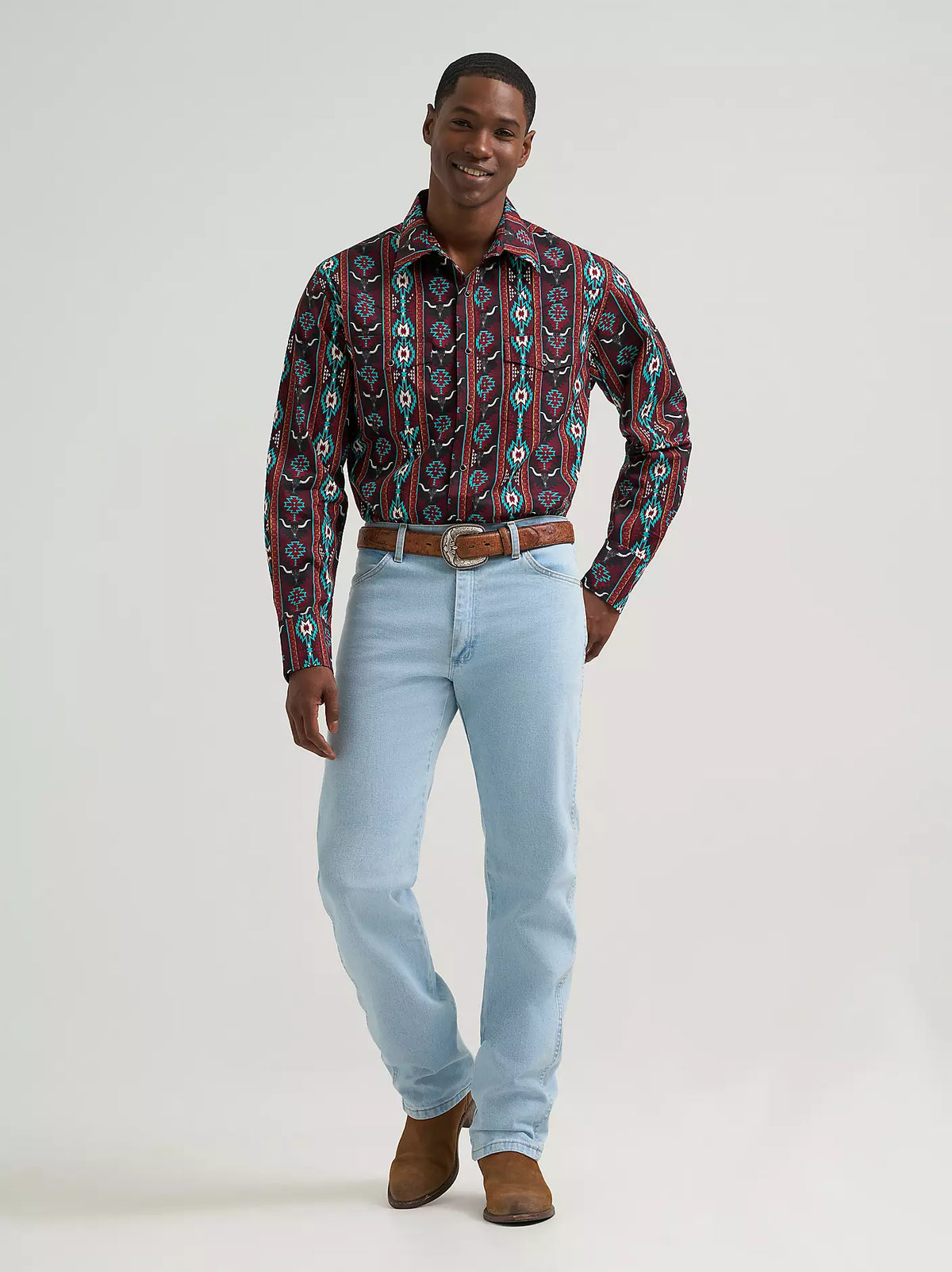Chemise western à manches longues à manches longues® pour hommes à boutons pression