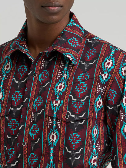 Chemise western à manches longues à manches longues® pour hommes à boutons pression