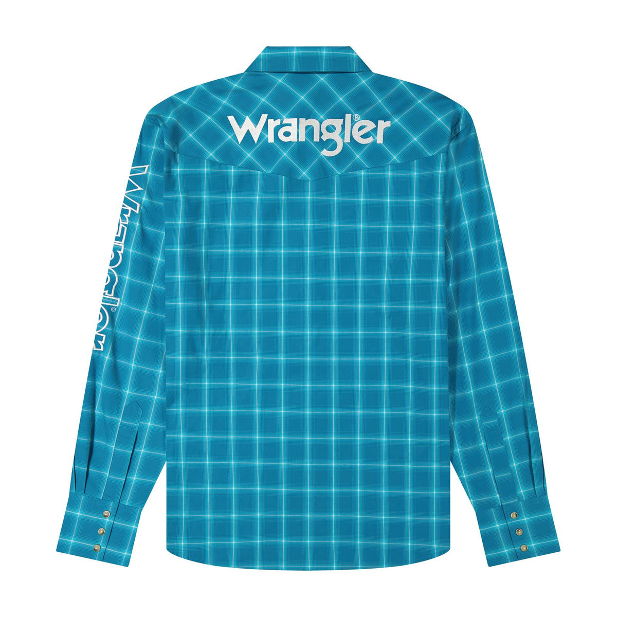 Wrangler® Long Sleeve Logo Shirt - Classic Fit - Snaps - Aqua Homme