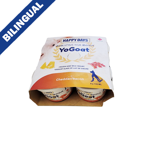 HAPPY DAYS YoGoat – Yogourt glacé au lait de chèvre style grec, cheddar/bacon, 4 x 110 ml