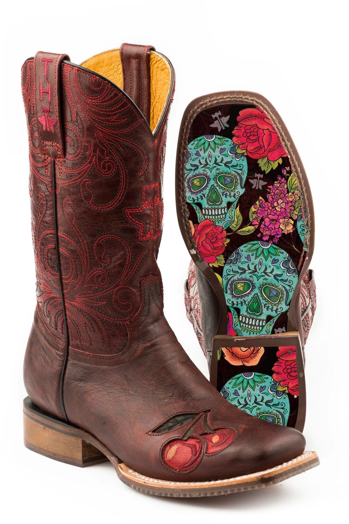 Tin Haul Bottes femme Mon Cherry avec semelle crâne et roses