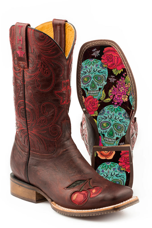 Tin Haul Bottes femme Mon Cherry avec semelle crâne et roses