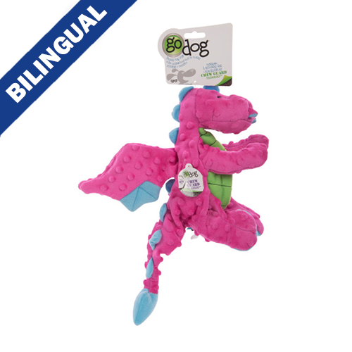 Jouet pour chien goDog® Dragons™ – Dragon rose avec pouic, grand format