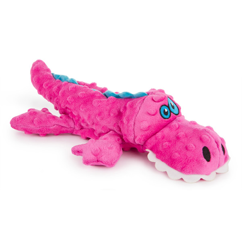 Jouet pour chien goDog® Gators™ – Grand alligator rose avec pouic