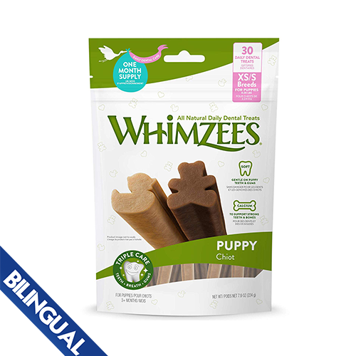 Whimzees Gâteries dentaire pour chiot 7.9Oz (30Pc) Très Petit / Petit