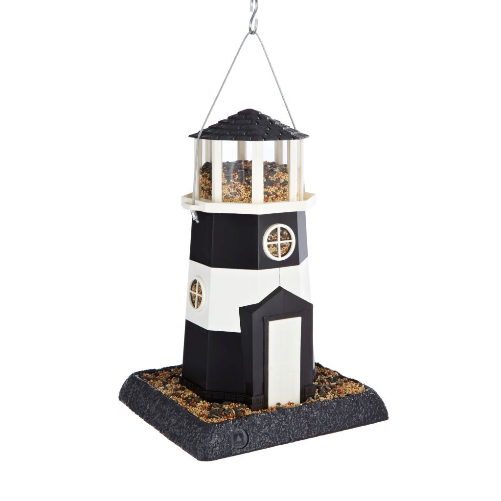 LARGE LIGHTHOUSE BIRDFEEDER BLK/WH