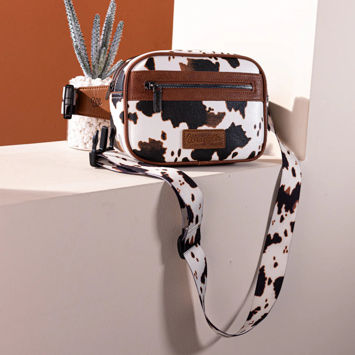 Sac banane Wrangler à motif vache- Marron