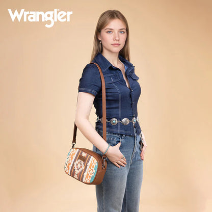 Wrangler Sherpa Aztec Crossbody - Marron
