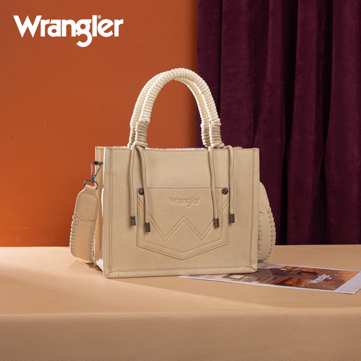 Sac cabas/bandoulière Wrangler à motif vache- Beige