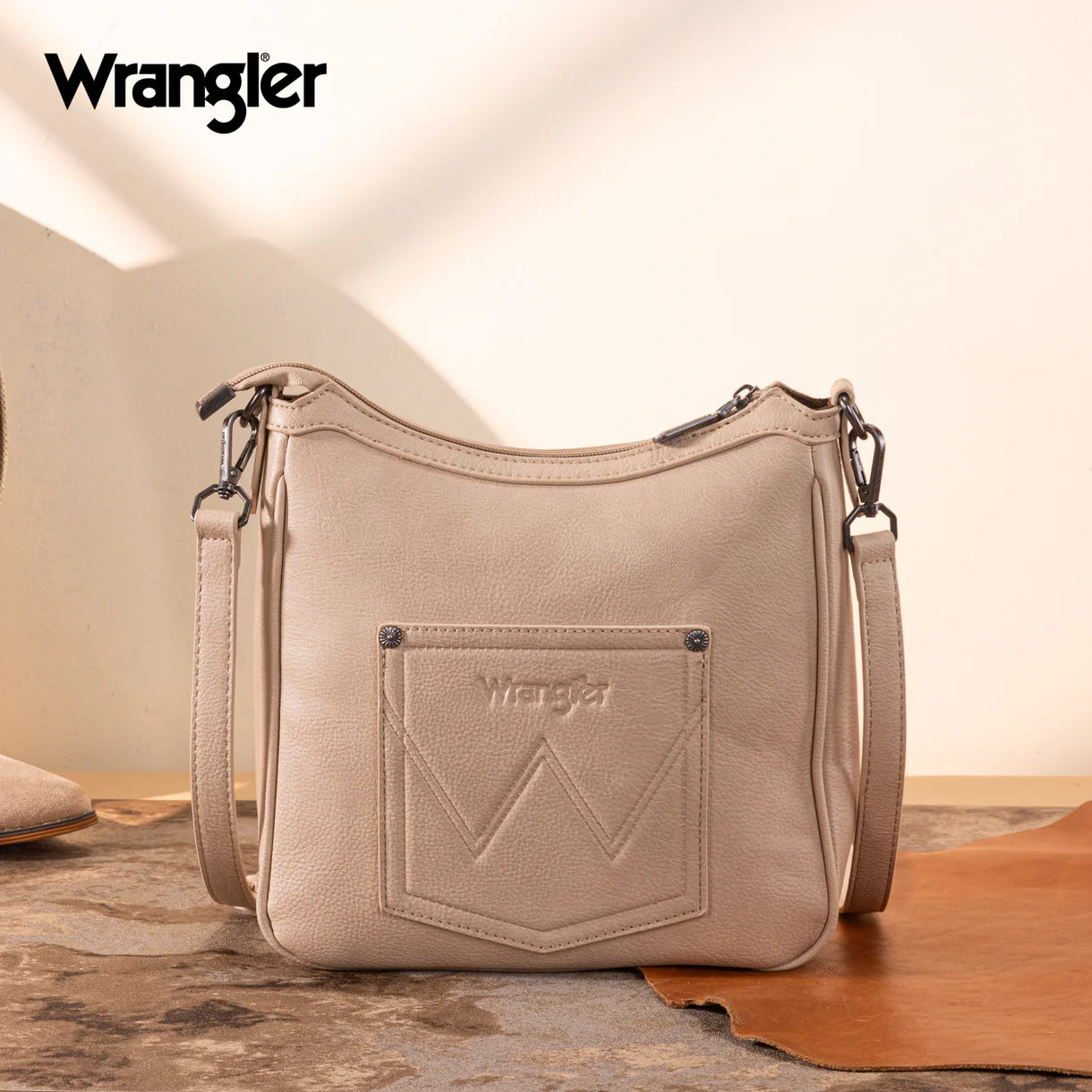 Sac bandoulière Wrangler Sherpa en toile aztèque- Beige