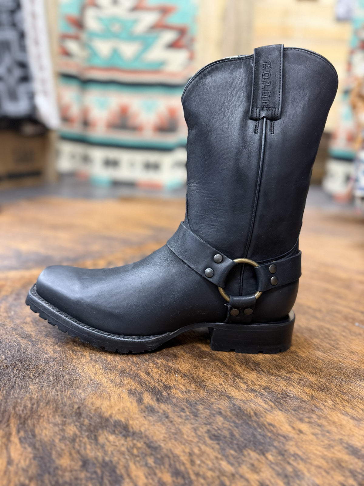 Roper Botte Pour Homme Noir Cuir Huilé