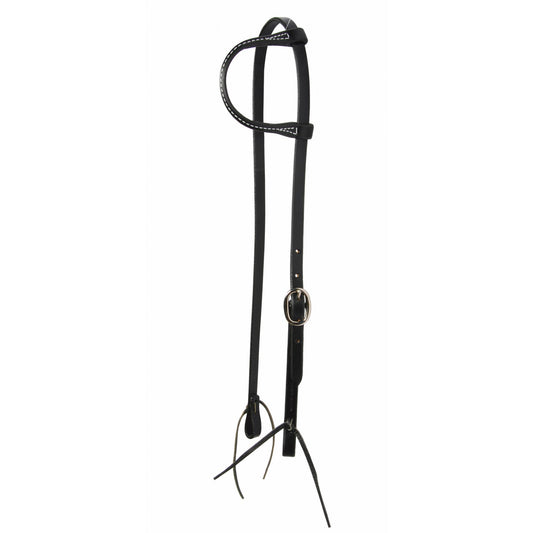 Bride à une oreille Western Rawhide Signature avec attaches, 5/8 pouce MARRON FONCÉ