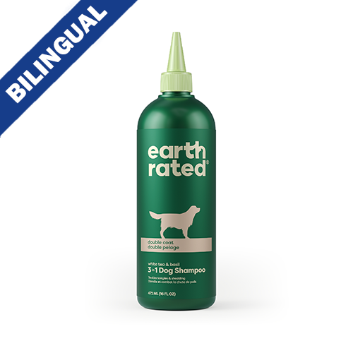 earth rated® Shampooing 3-en-1 pour chiens à double pelage – Thé blanc & basilic – 473 ml (16 oz)