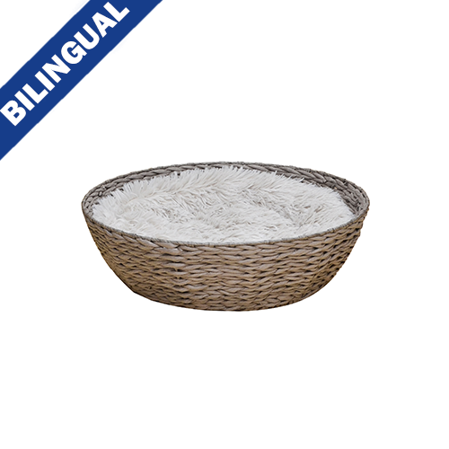 PetPals Group© Panier pour animaux de compagnie Bowl Grey naturel et tissé à la main