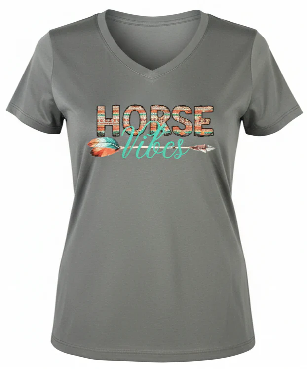 Horse Vibes V-neck Flèche Gris Pour Femme