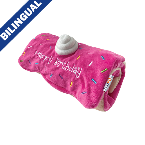foufouBRANDS™ fouFIT™ Jouets gâteau d’anniversaire roulé - Grand - Rose, jouets pour chien