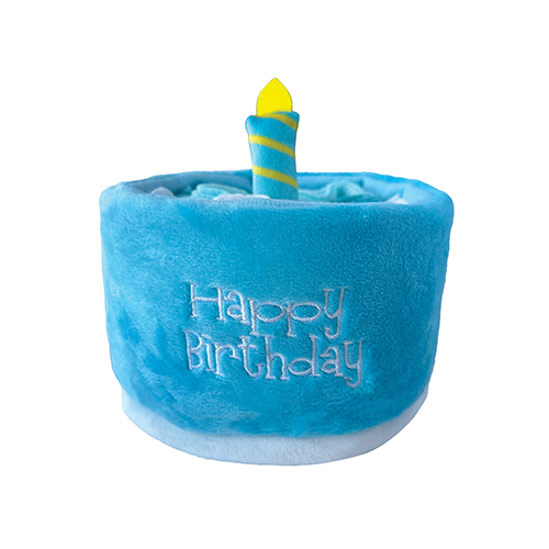 Jouet foufouBRANDS™ fouFIT™ Hide 'n Seek en forme de gâteau d'anniversaire à renifler – Bleu, 13 cm, pour chien