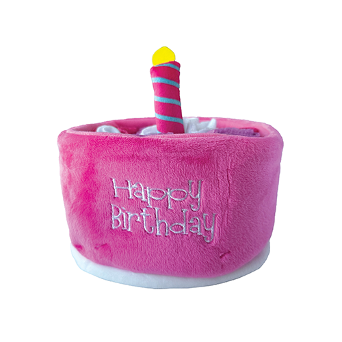 Jouet foufouBRANDS™ fouFIT™ Hide 'n Seek en forme de gâteau d'anniversaire à renifler – Rose, 13 cm, pour chien