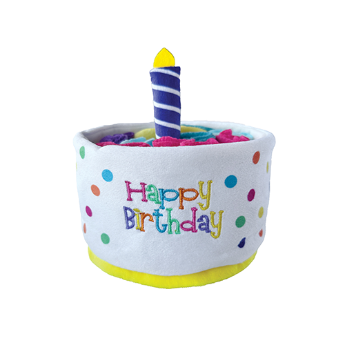 Jouet foufouBRANDS™ fouFIT™ Hide 'n Seek en forme de gâteau d'anniversaire à renifler – Unisexe, 13 cm, pour chien