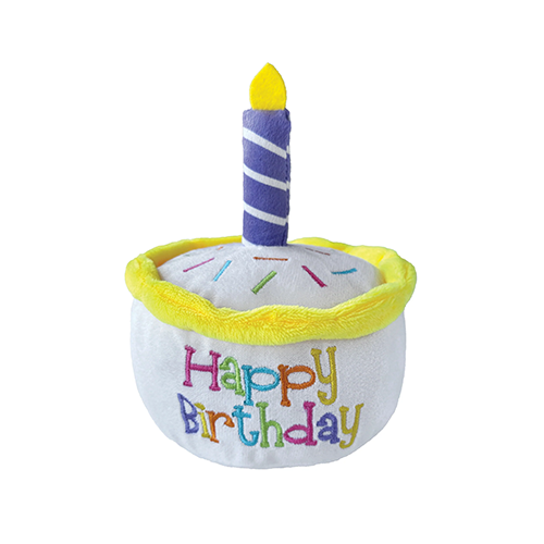 Jouet en peluche foufouBRANDS™ fouFIT™ en forme de gâteau d’anniversaire – Unisexe, 15 cm, pour chien